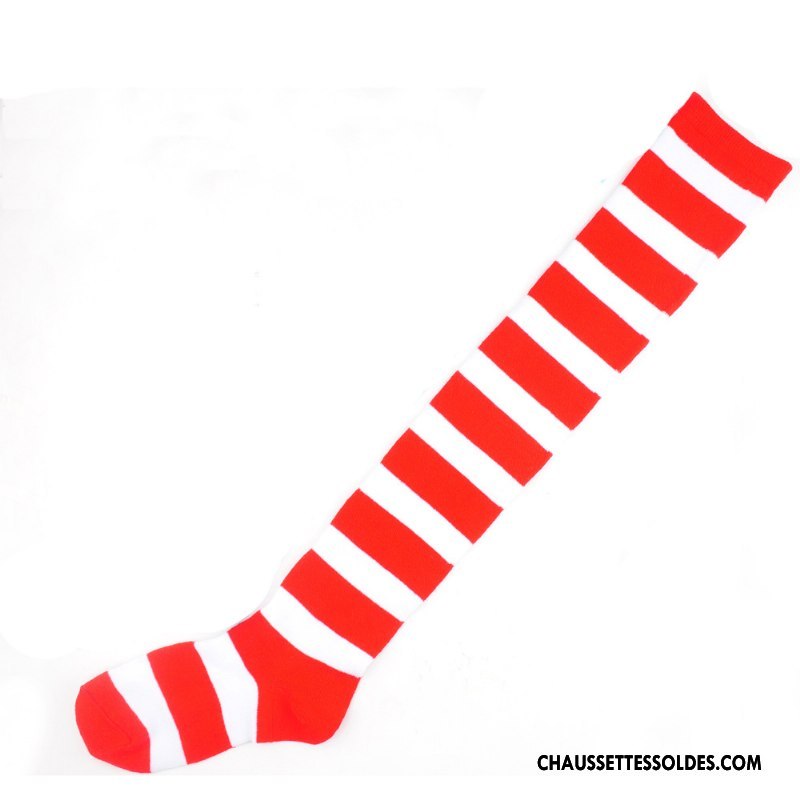 Chaussettes Longues Femme Rayé Chaussettes En Coton Long Stock Bleu