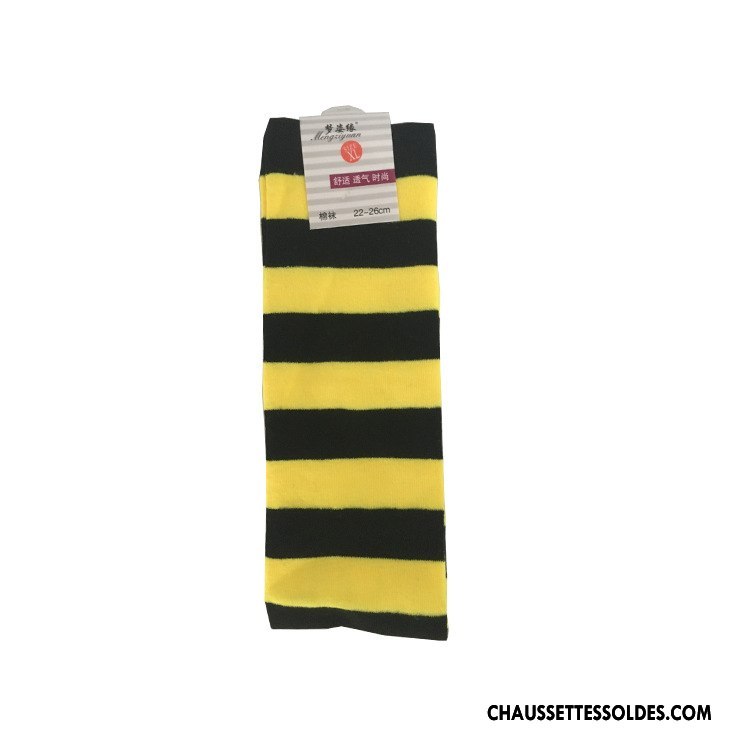 Chaussettes Longues Femme Rayé Chaussettes En Coton Long Stock Bleu