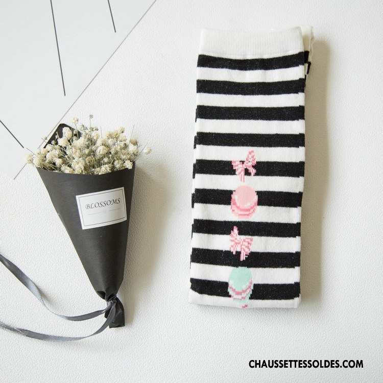 Chaussettes Longues Femme Rayé Long Stock Mode Personnalité Printemps Chaussettes En Coton Noir