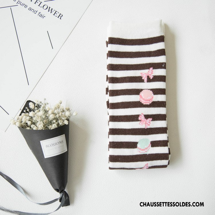 Chaussettes Longues Femme Rayé Long Stock Mode Personnalité Printemps Chaussettes En Coton Noir