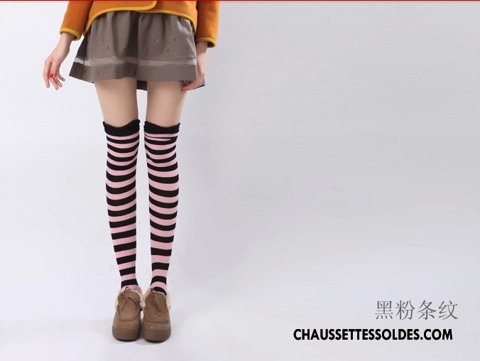 Chaussettes Longues Femme Rayé Élève Haute Long Stock Mode Chaussettes En Coton Couleurs De Bonbons Arc En Ciel Bleu