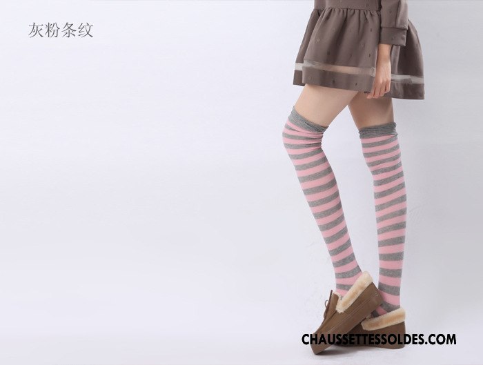 Chaussettes Longues Femme Rayé Élève Haute Long Stock Mode Chaussettes En Coton Couleurs De Bonbons Arc En Ciel Bleu
