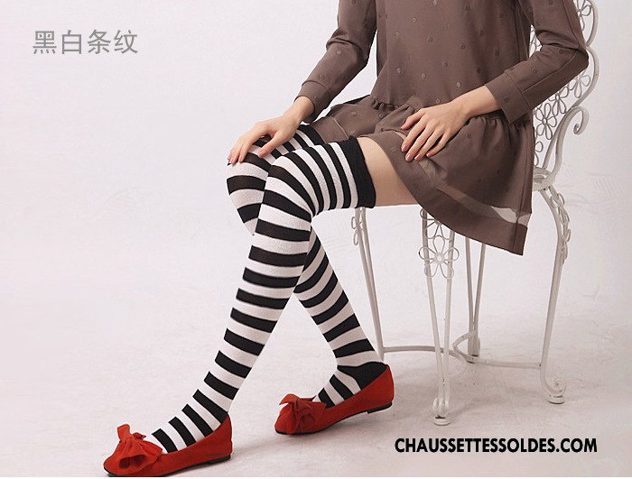 Chaussettes Longues Femme Rayé Élève Haute Long Stock Mode Chaussettes En Coton Couleurs De Bonbons Arc En Ciel Bleu