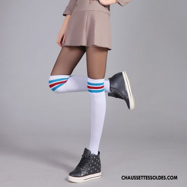 Chaussettes Longues Femme Rayé Élève Mouvement Hiver Thermiques L'automne Bleu