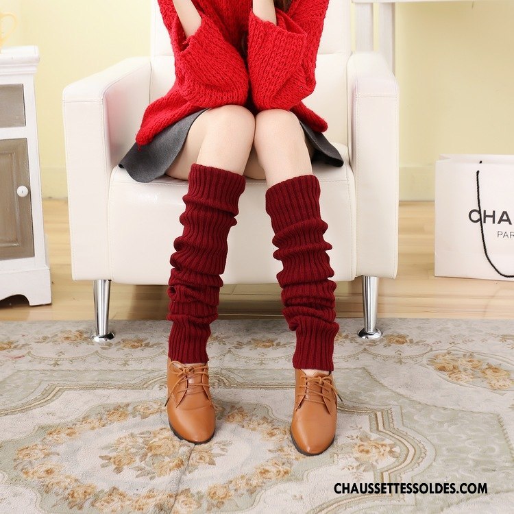 Chaussettes Longues Femme Renforcé Hiver En Maille Yoga De Laine L'automne Rose
