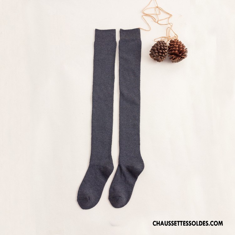 Chaussettes Longues Femme Renforcé Mélangé La Laine Hiver Plus De Velours Thermiques Marron / Brun