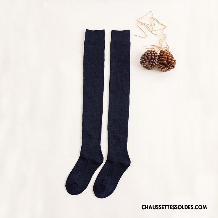 Chaussettes Longues Femme Renforcé Mélangé La Laine Hiver Plus De Velours Thermiques Marron / Brun