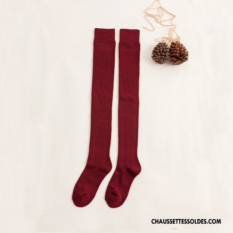 Chaussettes Longues Femme Renforcé Mélangé La Laine Hiver Plus De Velours Thermiques Marron / Brun