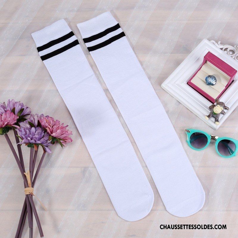 Chaussettes Longues Femme Rue Haute Milieu Élève Matelassé Long Stock Blanc