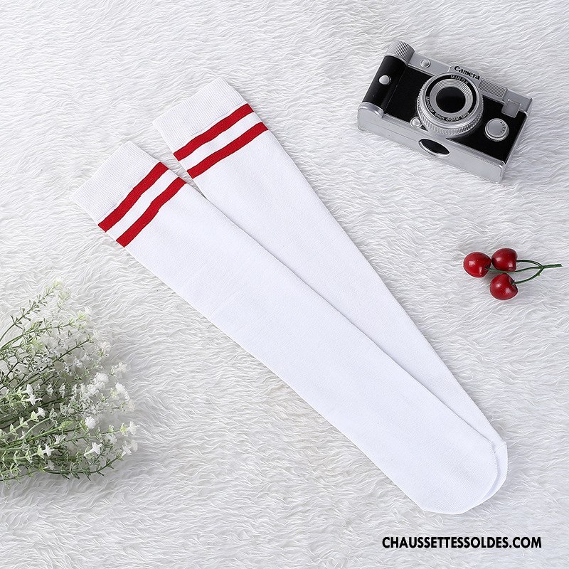 Chaussettes Longues Femme Rue Haute Milieu Élève Matelassé Long Stock Blanc