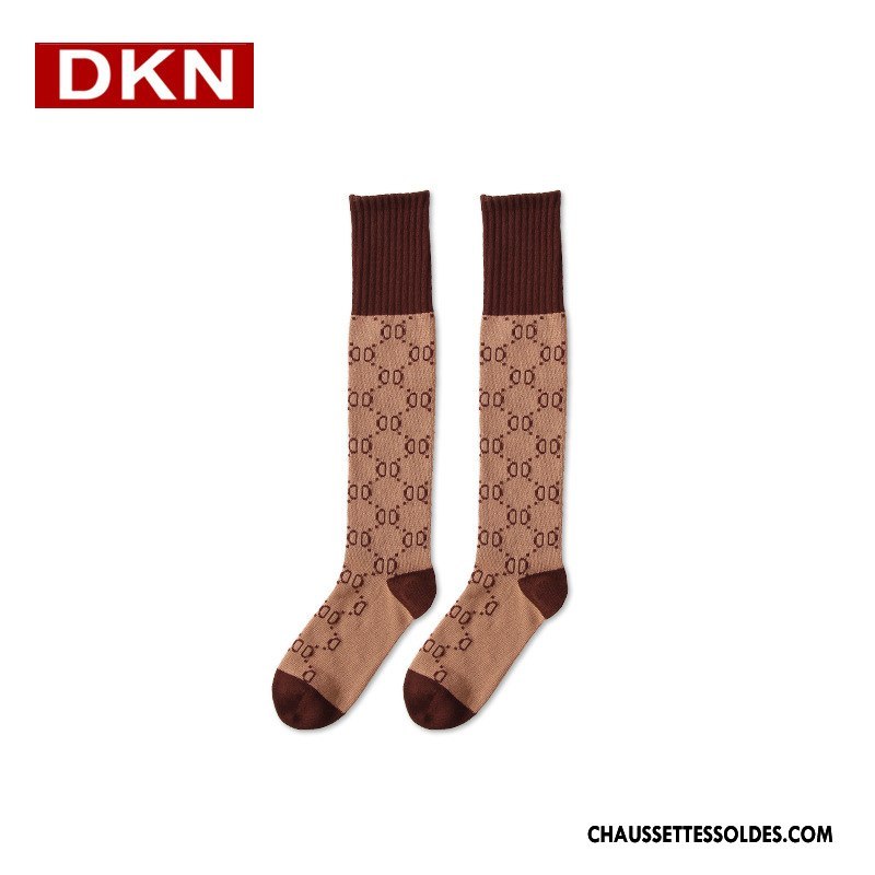 Chaussettes Longues Femme Réseau Style Chaud Printemps Marque De Tendance Lettre Chaussette À Genou Rouge Rose