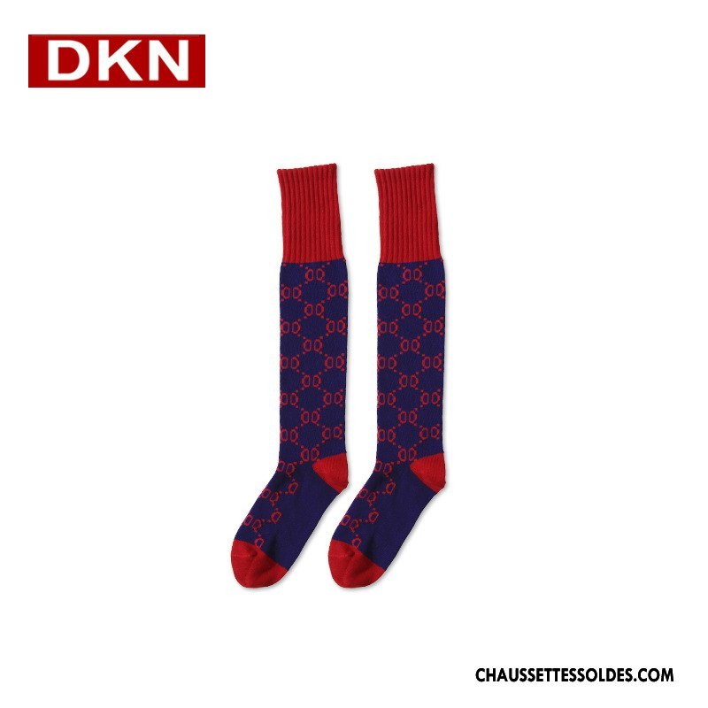 Chaussettes Longues Femme Réseau Style Chaud Printemps Marque De Tendance Lettre Chaussette À Genou Rouge Rose