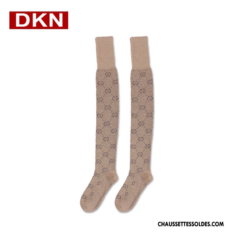 Chaussettes Longues Femme Réseau Style Chaud Printemps Marque De Tendance Lettre Chaussette À Genou Rouge Rose