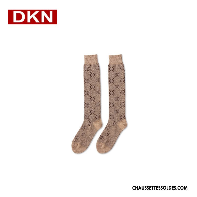 Chaussettes Longues Femme Réseau Style Chaud Printemps Marque De Tendance Lettre Chaussette À Genou Rouge Rose