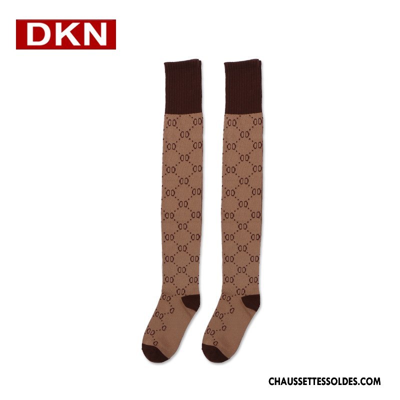 Chaussettes Longues Femme Réseau Style Chaud Printemps Marque De Tendance Lettre Chaussette À Genou Rouge Rose