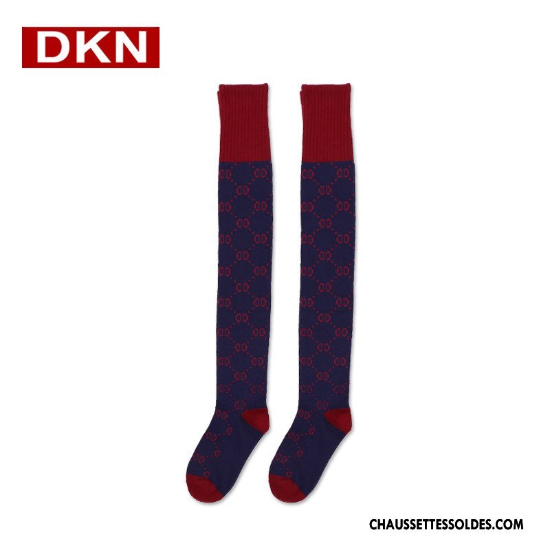 Chaussettes Longues Femme Réseau Style Chaud Printemps Marque De Tendance Lettre Chaussette À Genou Rouge Rose
