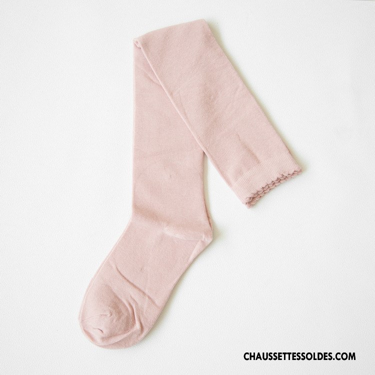 Chaussettes Longues Femme Sexy Haute Style Japonais Gros Pure Noir