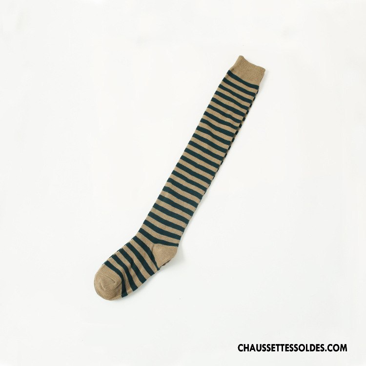 Chaussettes Longues Femme Silicone Antidérapant Hiver L'automne Rayé Noir