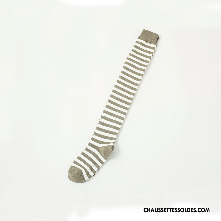 Chaussettes Longues Femme Silicone Antidérapant Hiver L'automne Rayé Noir