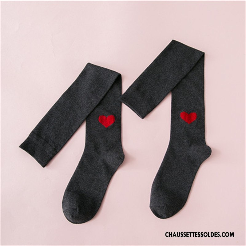 Chaussettes Longues Femme Style Chaud Amour Dame Mode L'automne Le Nouveau Gris