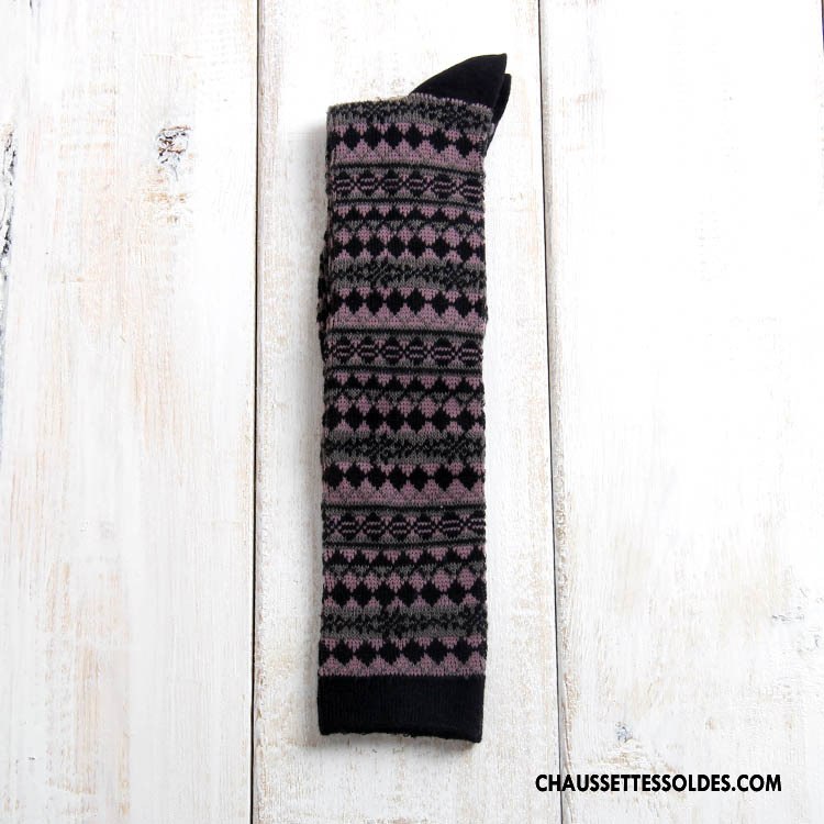 Chaussettes Longues Femme Style National L'automne Hiver Milieu Bambou Marron / Brun