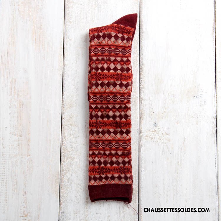 Chaussettes Longues Femme Style National L'automne Hiver Milieu Bambou Marron / Brun