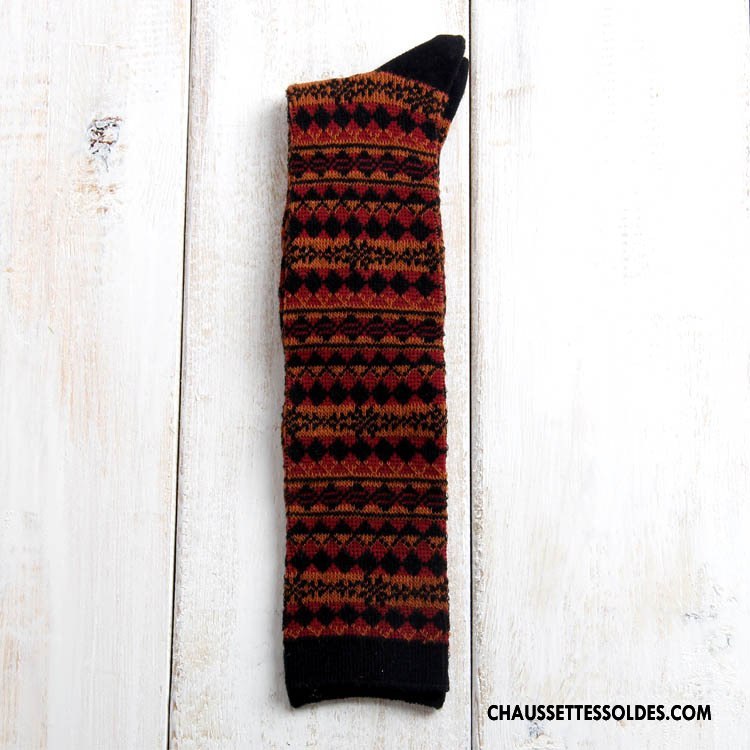 Chaussettes Longues Femme Style National L'automne Hiver Milieu Bambou Marron / Brun