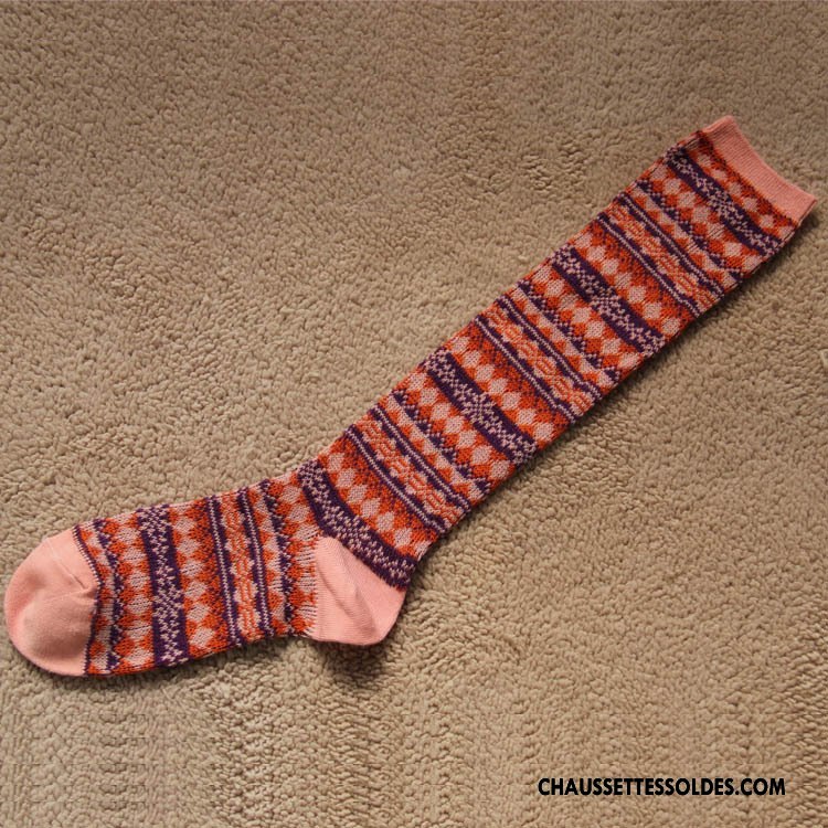Chaussettes Longues Femme Style National L'automne Hiver Milieu Bambou Marron / Brun