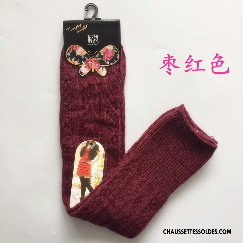 Chaussettes Longues Femme Thermiques Genouillère Printemps Le Nouveau L'automne Velours De Laine Marron