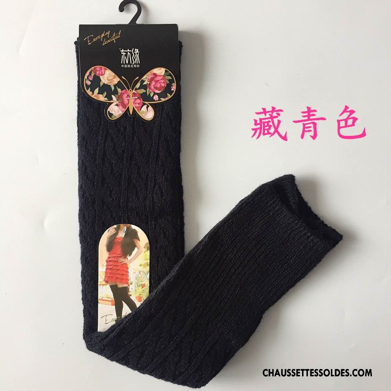 Chaussettes Longues Femme Thermiques Genouillère Printemps Le Nouveau L'automne Velours De Laine Marron