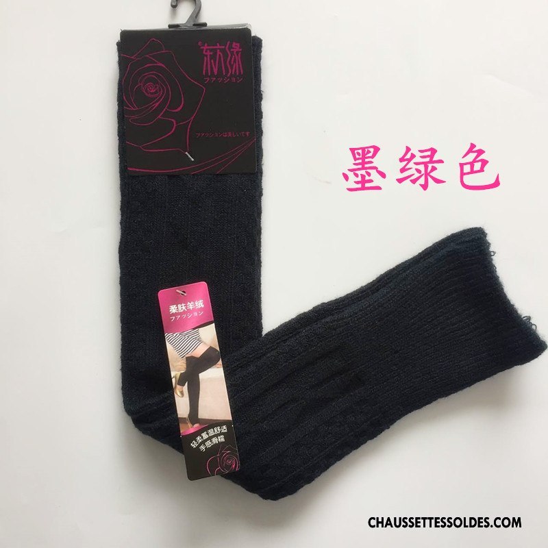 Chaussettes Longues Femme Thermiques Genouillère Printemps Le Nouveau L'automne Velours De Laine Marron