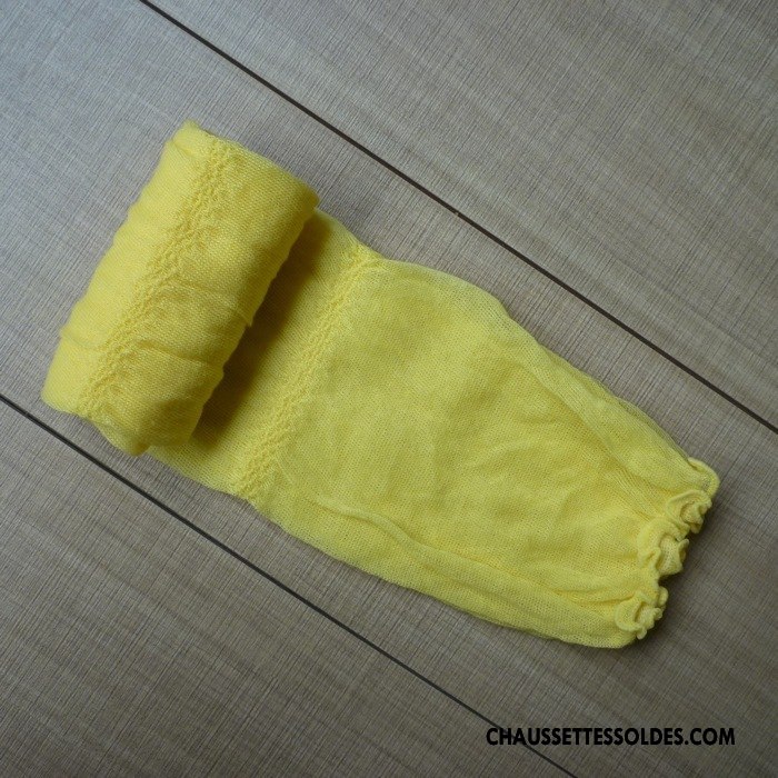 Chaussettes Longues Femme Thermiques Été Crème Solaire Genouillère Chaussettes En Coton Mince Jaune