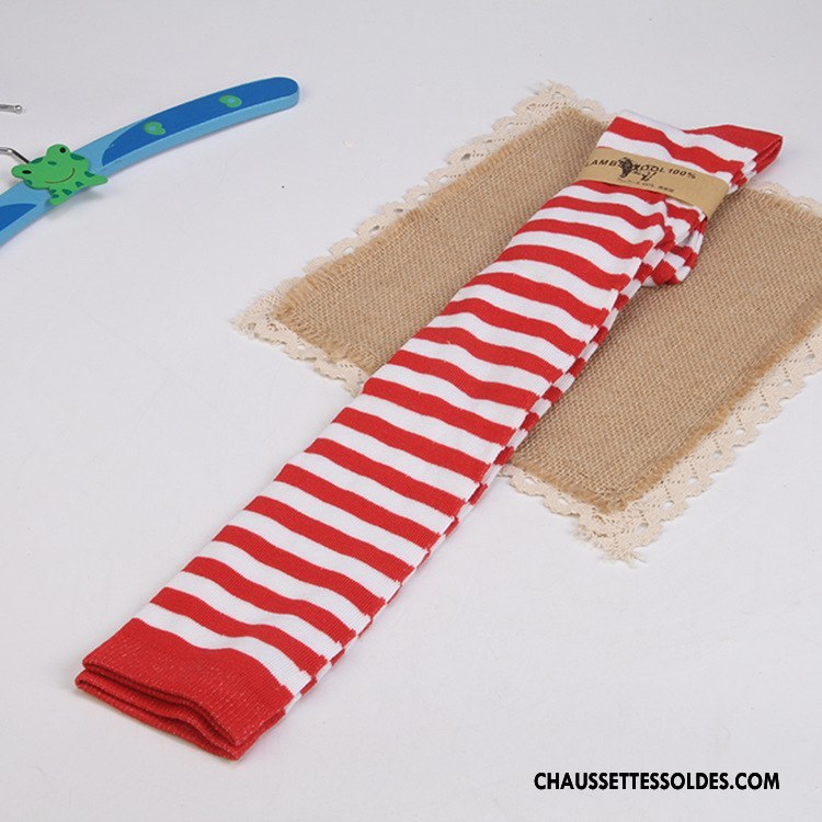 Chaussettes Longues Femme Tous Les Assortis Printemps Long Stock Rayé Dame Rouge