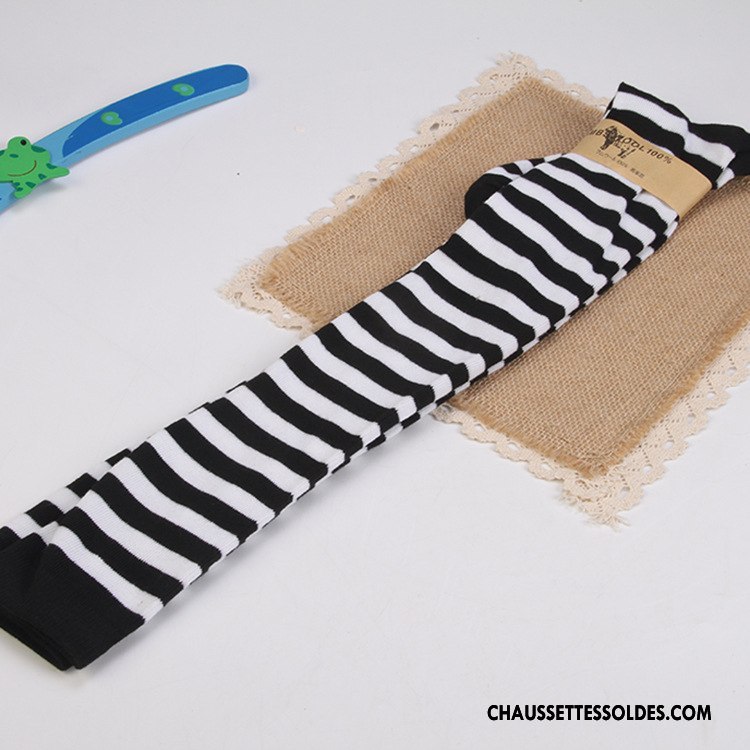 Chaussettes Longues Femme Tous Les Assortis Printemps Long Stock Rayé Dame Rouge