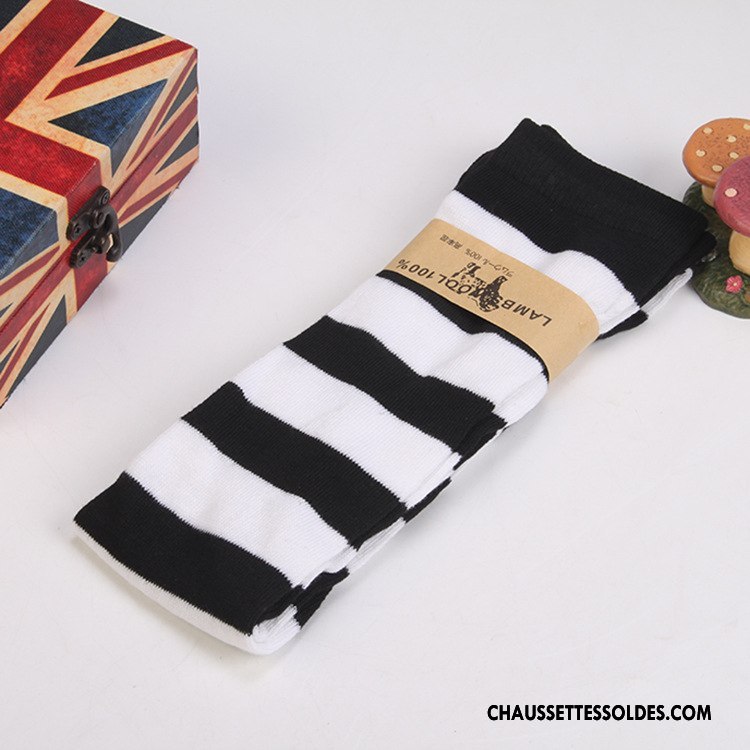 Chaussettes Longues Femme Tous Les Assortis Printemps Long Stock Rayé Dame Rouge