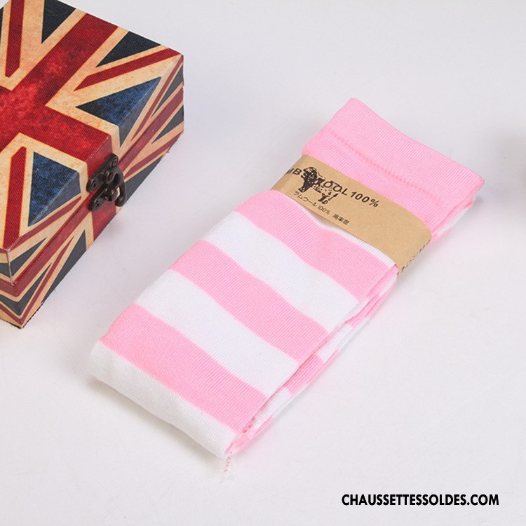 Chaussettes Longues Femme Tous Les Assortis Printemps Long Stock Rayé Dame Rouge