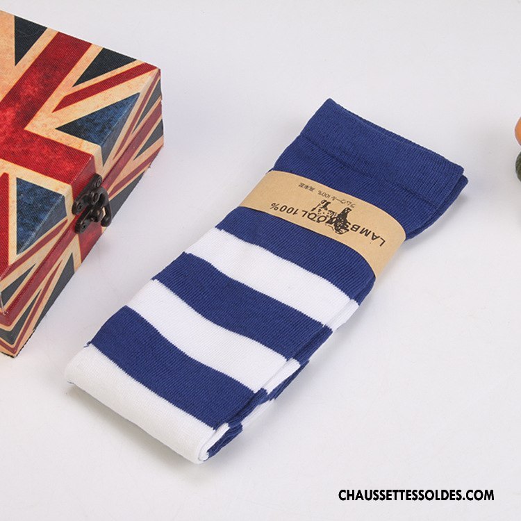 Chaussettes Longues Femme Tous Les Assortis Printemps Long Stock Rayé Dame Rouge