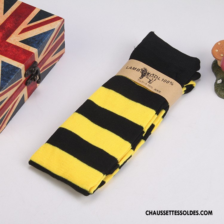 Chaussettes Longues Femme Tous Les Assortis Printemps Long Stock Rayé Dame Rouge