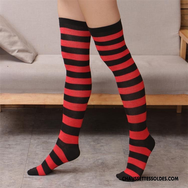 Chaussettes Longues Femme Tous Les Assortis Sexy Leggings Rayé Violet