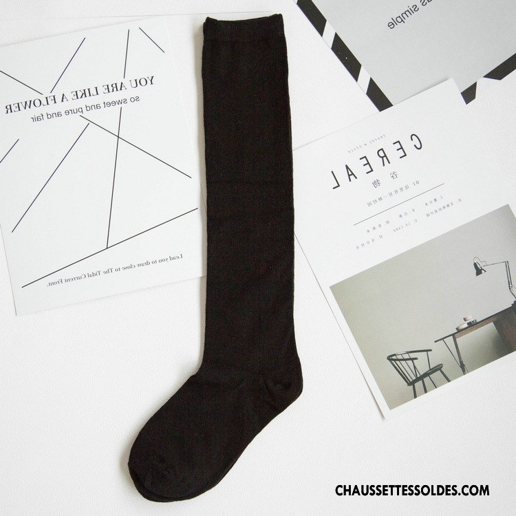 Chaussettes Longues Femme Toutes Les Saisons Mode Chaussettes En Coton Milieu Charme Pure Noir