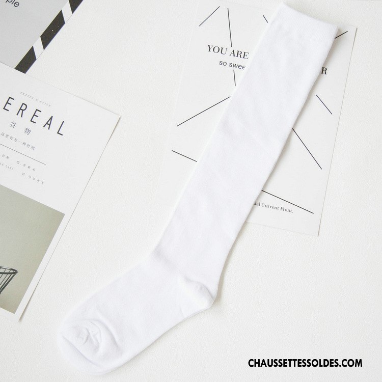 Chaussettes Longues Femme Toutes Les Saisons Mode Chaussettes En Coton Milieu Charme Pure Noir