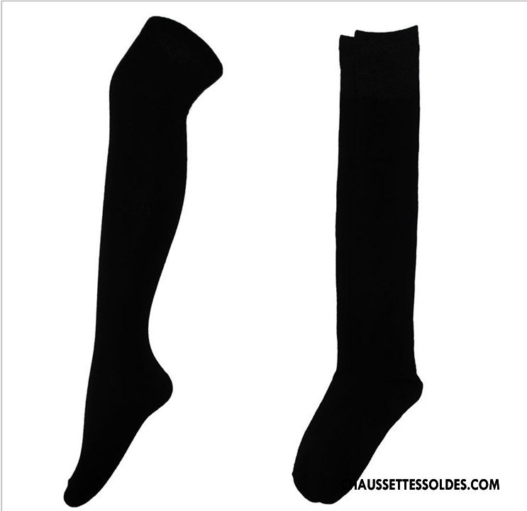 Chaussettes Longues Femme Vent D'université Coton Rayé Long Stock Haute Blanc Noir