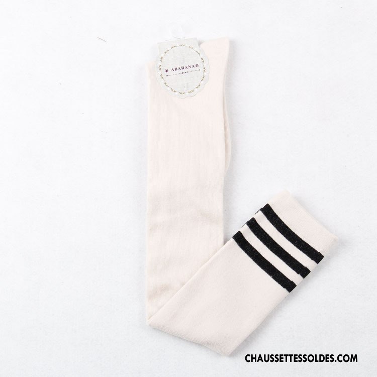 Chaussettes Longues Femme Vent D'université Mince Haute 100% Coton Blanc
