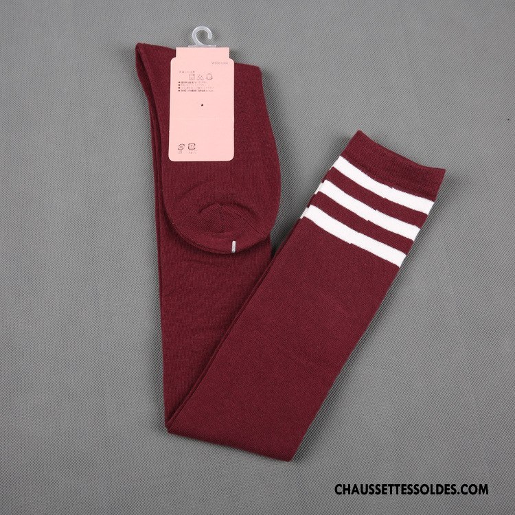 Chaussettes Longues Femme Vent D'université Mince Haute 100% Coton Blanc