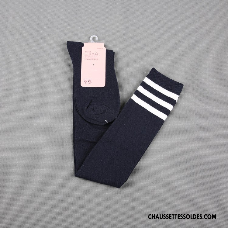 Chaussettes Longues Femme Vent D'université Mince Haute 100% Coton Blanc