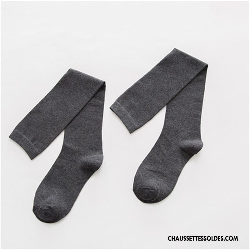 Chaussettes Longues Femme Vent D'université Nouvelles Arrivées 100% Coton Mode Dame Long Stock Pure Gris