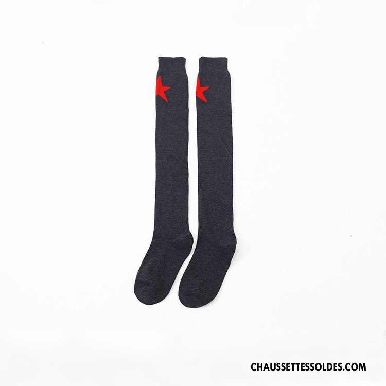 Chaussettes Longues Femme Vent D'université Super Star Hiver Élève Gros L'automne Gris