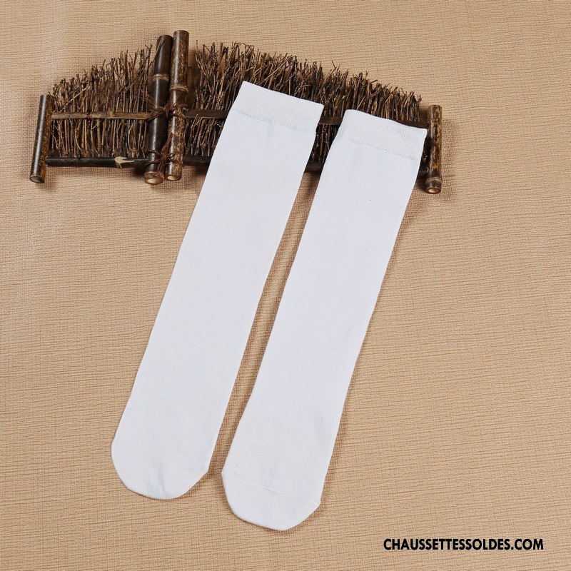Chaussettes Longues Femme Vent D'université Élève Uniformes Milieu Blanc