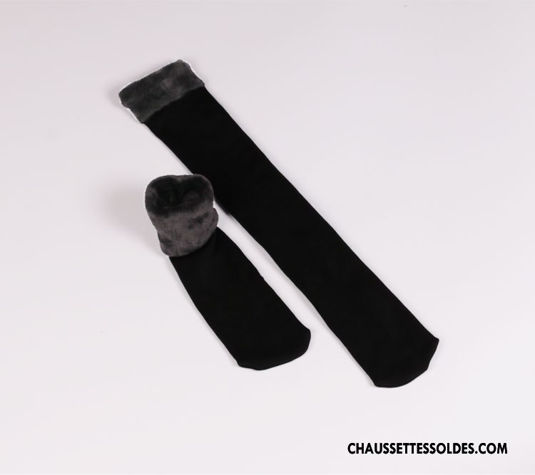 Chaussettes Longues Femme Vente Chaude Dentelle Plus De Velours Renforcé Long Stock L'automne Noir