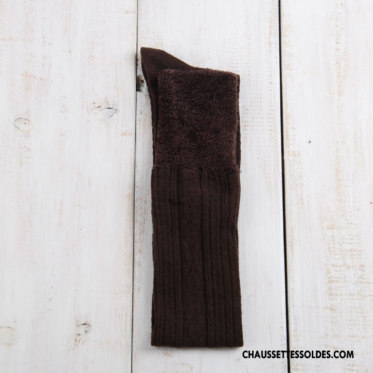 Chaussettes Longues Femme Yarn Plume 100% Coton Long Stock Confortable Thermiques Marron / Brun